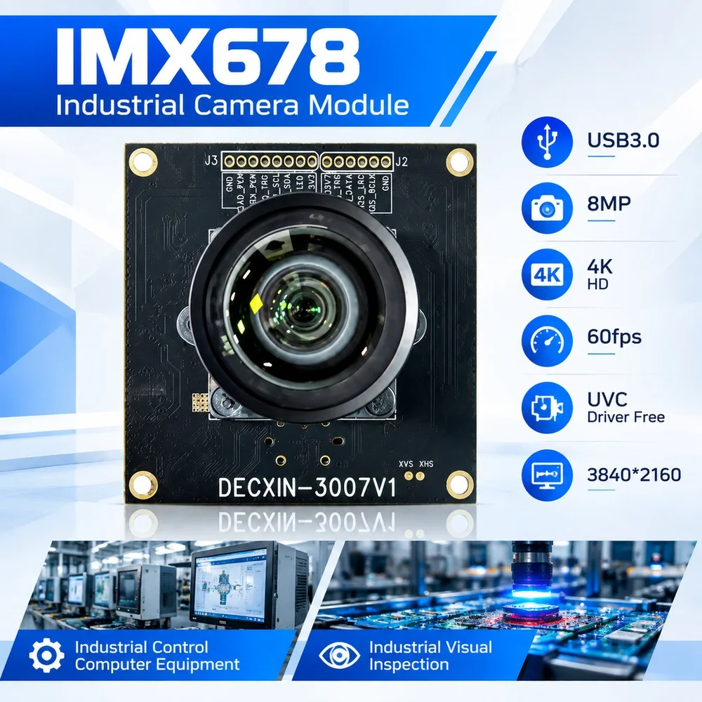 IMX678 Industrial Camera Module with USB3.0 8MP 4K HD 60fps UVC Driver Free 3840*2160 for Industrial Control Computer Equipment