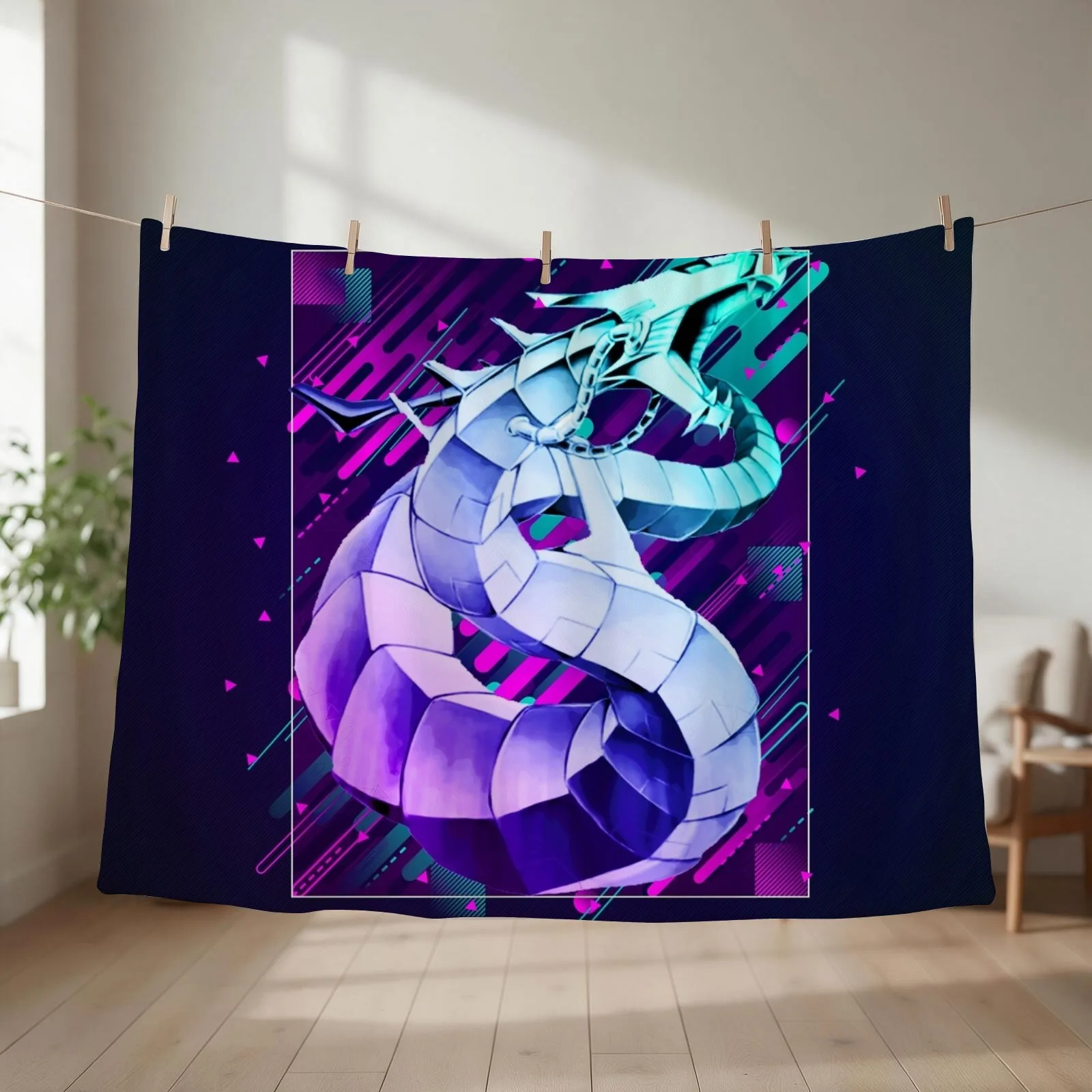 Cyber Dragon *Modern Graphic Design* Throw Blanket couch cozy soft plush fuzzy picnic outdoor blanket