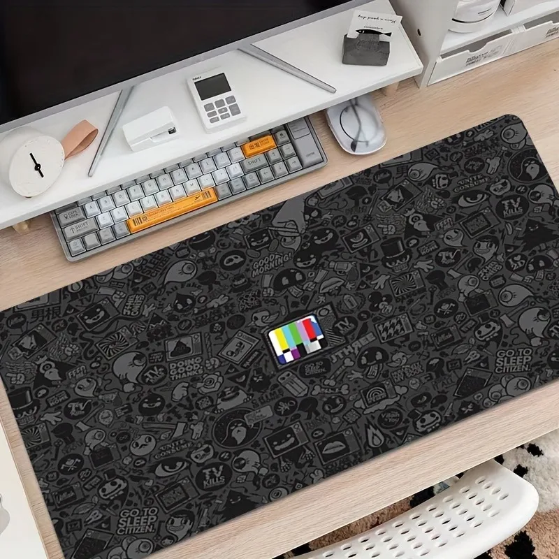 

Серый художественный большой игровой коврик для мыши, настольный аксессуар, милый коврик для мыши, эстетический настольный коврик, прочная конструкция, моющийся коврик для ПК, планшета