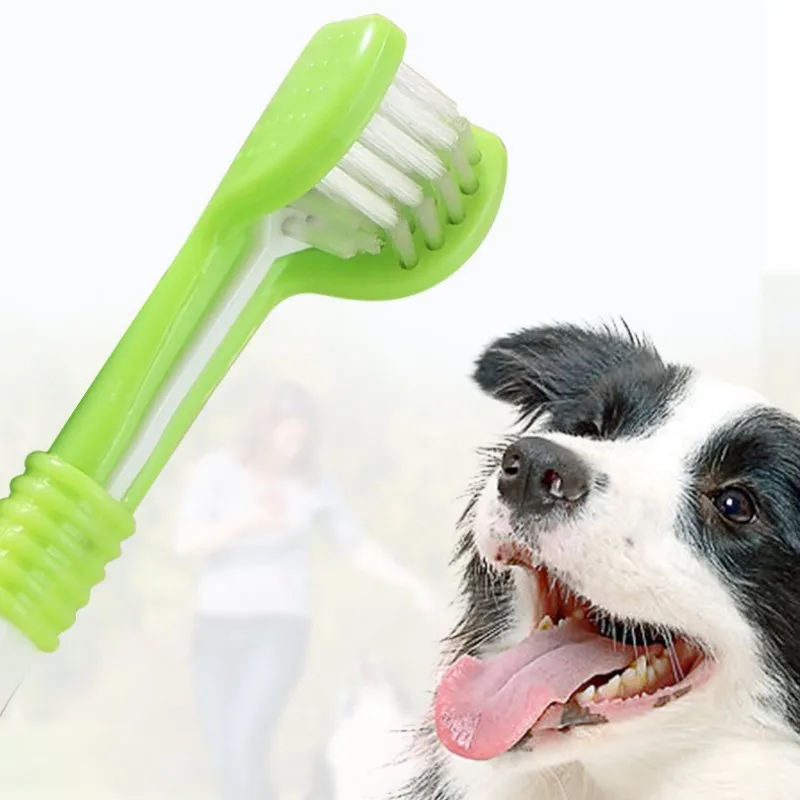 Dog Toothbrush Three Sided Pet Toothbrush Dog Teeth Cleaning Soft Hair Teeth Brush for Dogs Cat Mouth Cleaning Pet Products