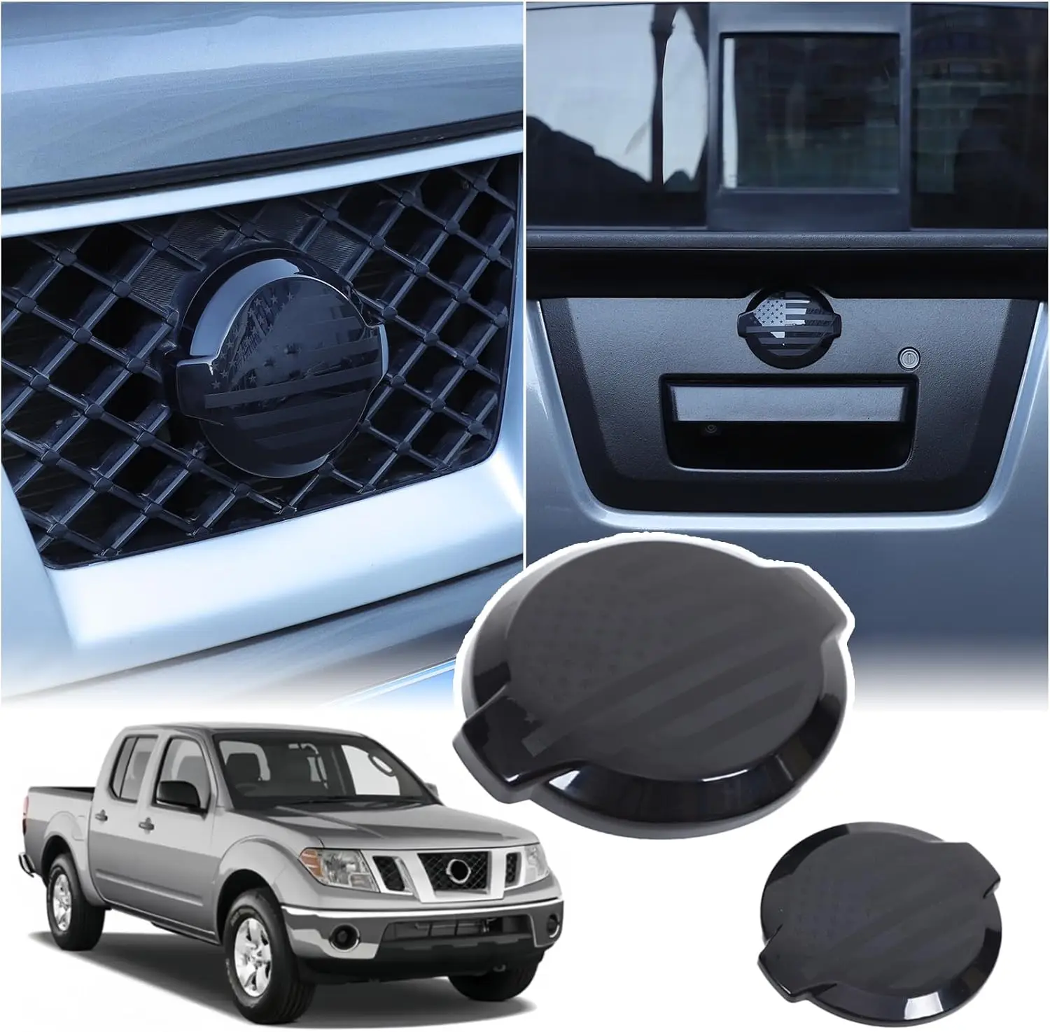 

2PCS Smoked Black Front Rear Car Emblem Logo Covers Trim For Nissan Frontier 2009-2017 2022-2025 Emblem Badge Cover Accessories