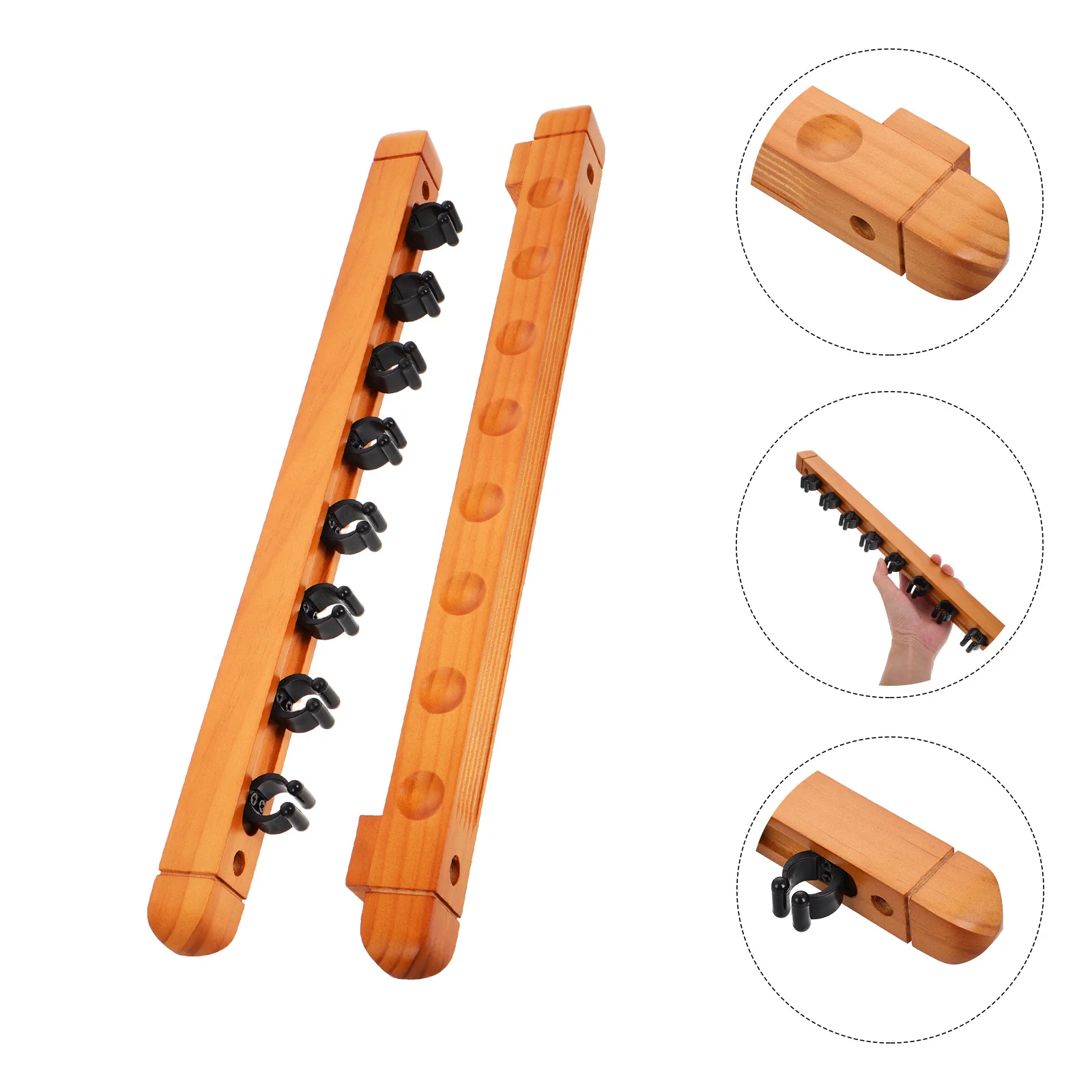 

8 Hole Billiard Cue Stand Billiards Accessories Equipment Pool Rack Supplies Solid Wood Holder Ball Table Stick