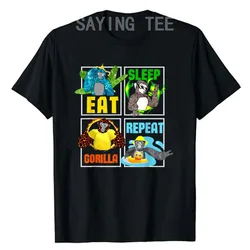 Gorilla Monkey Tag VR Game Birthday Boys Eat Sleep Repeat T-Shirt Video Game Lover Gamer Life Style Graphic Tee Tops Sons Gifts