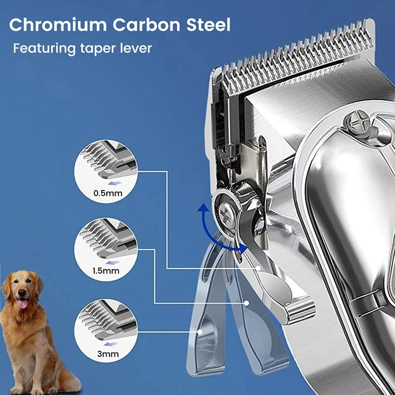 Professional Dog Hair Clipper All Metal Rechargeable Pet Trimmer Cat Shaver Cutting Machine Puppy Grooming Haircut Low Noice Pet