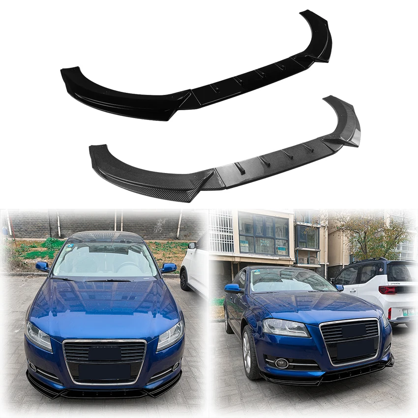 2008 To 2012 For Audi A3 8P Strandard LCI Front Bumper Lip Splitter Diffuser Cover Spoiler Deflector Body Kit Gloss Black ABS