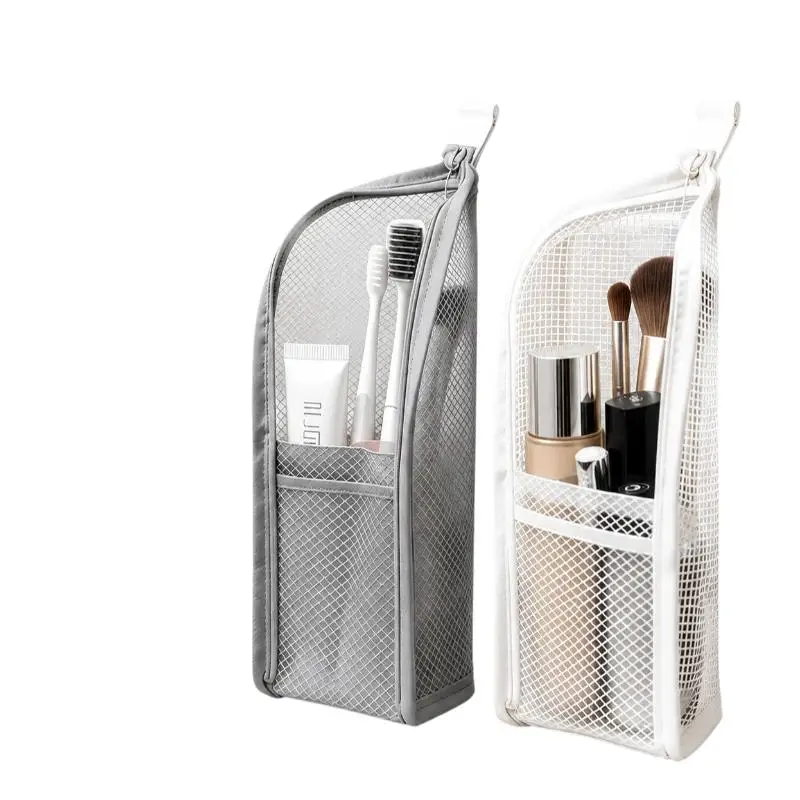 #1PC Breathable Mesh Travel Toiletry Bag With Stand Up Design Storage Pockets For Vacation Business Trip