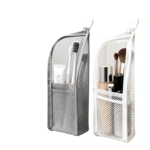#1PC Breathable Mesh Travel Toiletry Bag With Stand Up Design Storage Pockets For Vacation Business Trip