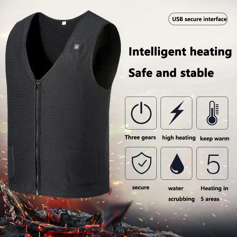 Electric Heated Jacket for Men and Women, Heated Vest Clothing, Jackets for Men, 5 Areas