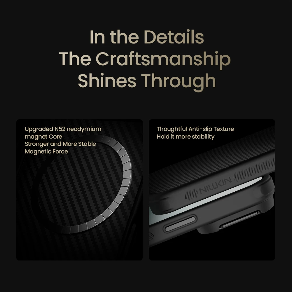For iPhone 17 Pro/17 Pro Max, NILLKIN CarboProp Magnetic Case, Aramid Fiber Weave, Aerospace Aluminum Stand, MagSafe Enhanced