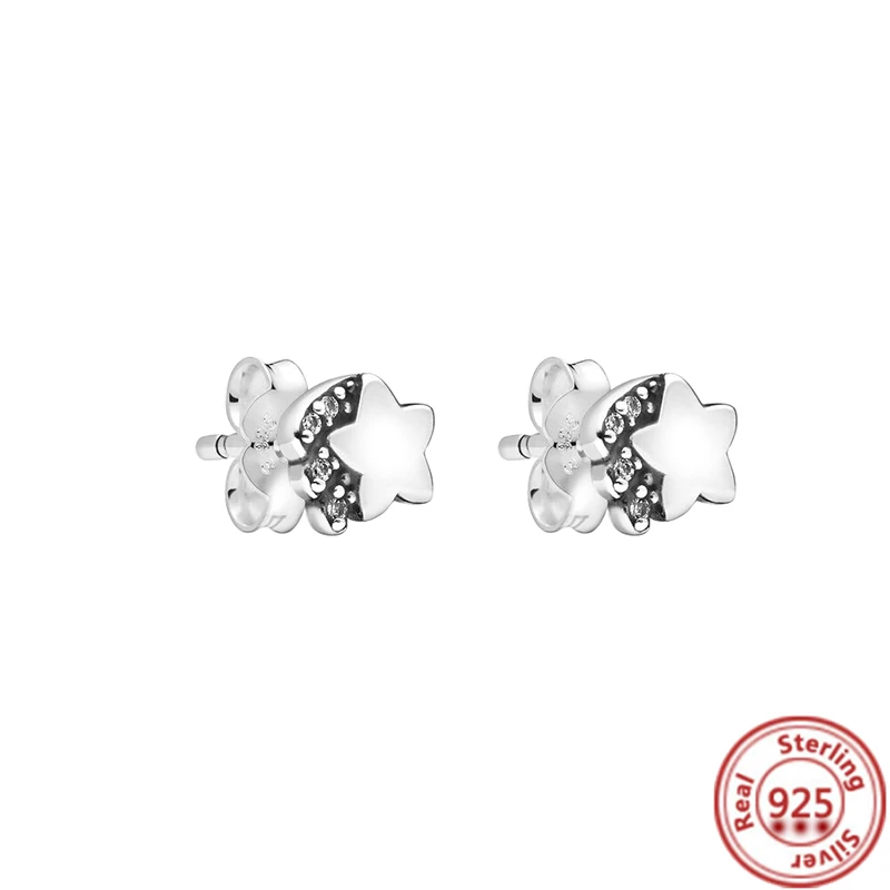 Original 925 Sterling Silver Earrings Infinity Love Heart Piercing Crystals Stud Earings For Women Birthday Gift Luxury Jewelry