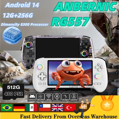 Imagen 1 del producto ANBERNIC RG 557 reproductor de vídeo Retro RG557 consola de juegos portátil pantalla AMOLED de 5,48 ""Android compatible con FOTA WIFI Streaming PSP PS2