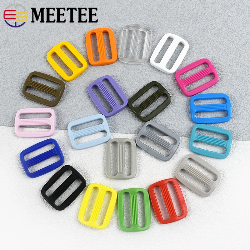 Meetee-プラスチック製のトライグライドバックル,バックパックウェビングベルト,調整可能なクラスプフック,DIYアクセサリー,15〜25mm, 20個,30個,50個