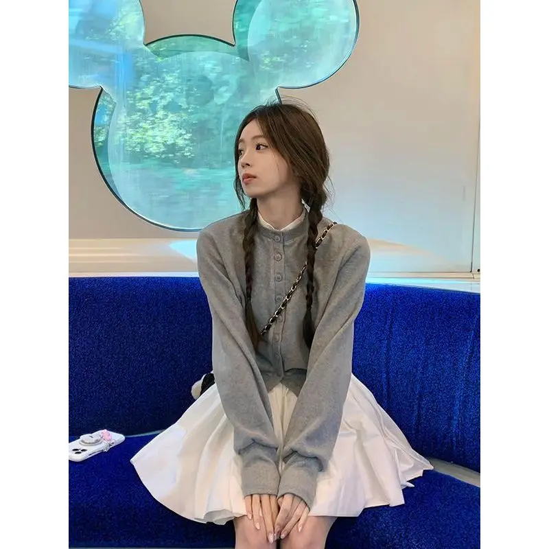 Princess Style Three-Layer Fluffy Skirt Casual High Waist Short A-Line Skirt Women's Spring Autumn White Ballet Style Half-le...