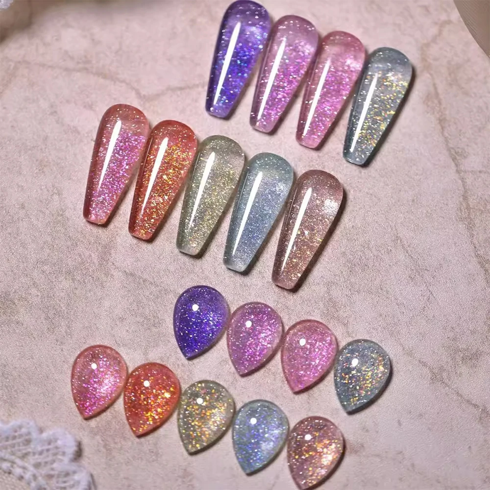 Vendeeni 9 Farben/Set Glitzer-Broken-Diamond-Gel-Nagellack, UV-LED-Gel-Lack mit reflektierendem Effekt und Display – Detail 10