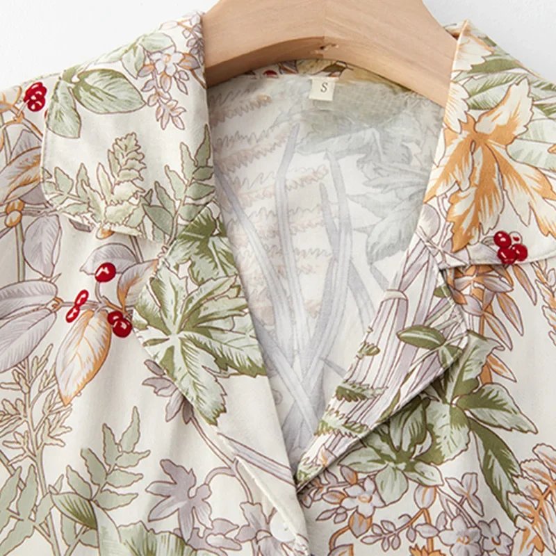 우아한 비스코스 파자마 세트 여성용 반팔/긴팔 새 프린트 파자마 실키 소프트 라운지웨어 선물용 럭셔리 실키 새틴 2피스