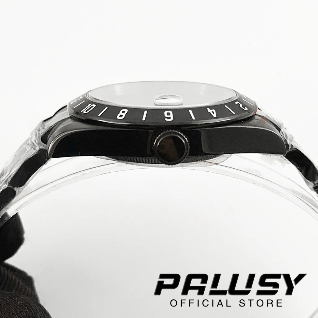 39 مللي متر أسود 24 ساعة GMT الصلب الحافة ساعة الحال بالنسبة NH34 NH35 NH36 ETA2824 حركة الياقوت الزجاج اكسبلورر الساعات اكسسوارات