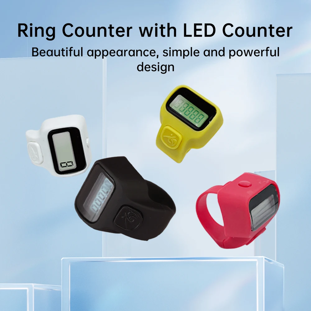 0-99999 LED Mini Electronic Ring Counter Electronic Counting Convenient Tool Ring Counter Built-in 1220 Button Battery