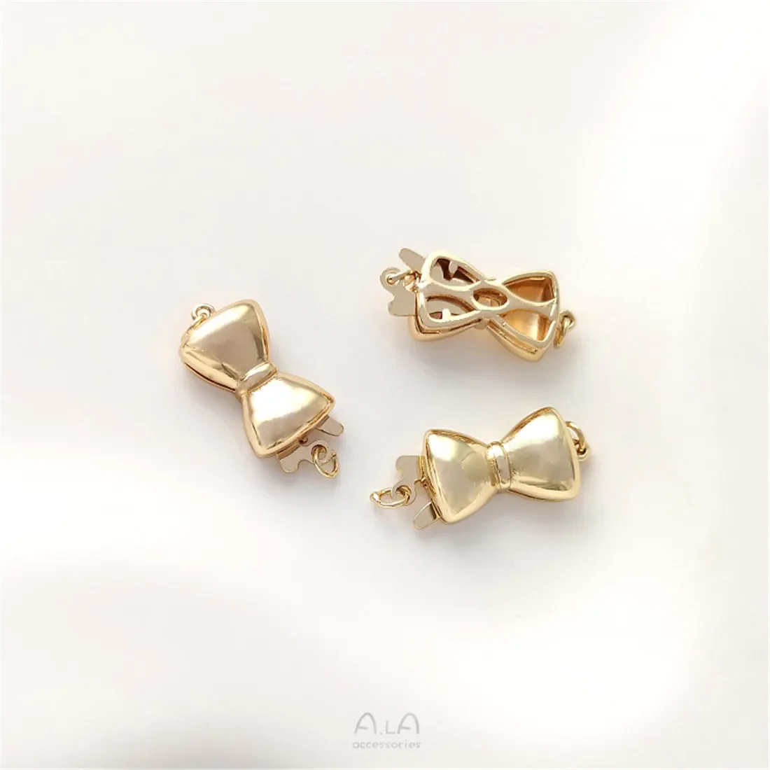 

14K Gold Bow Insert Buckle Handmade Diy String Pearl Necklace Bracelet Jewelry Buckle Pendant Buckle Accessories B978