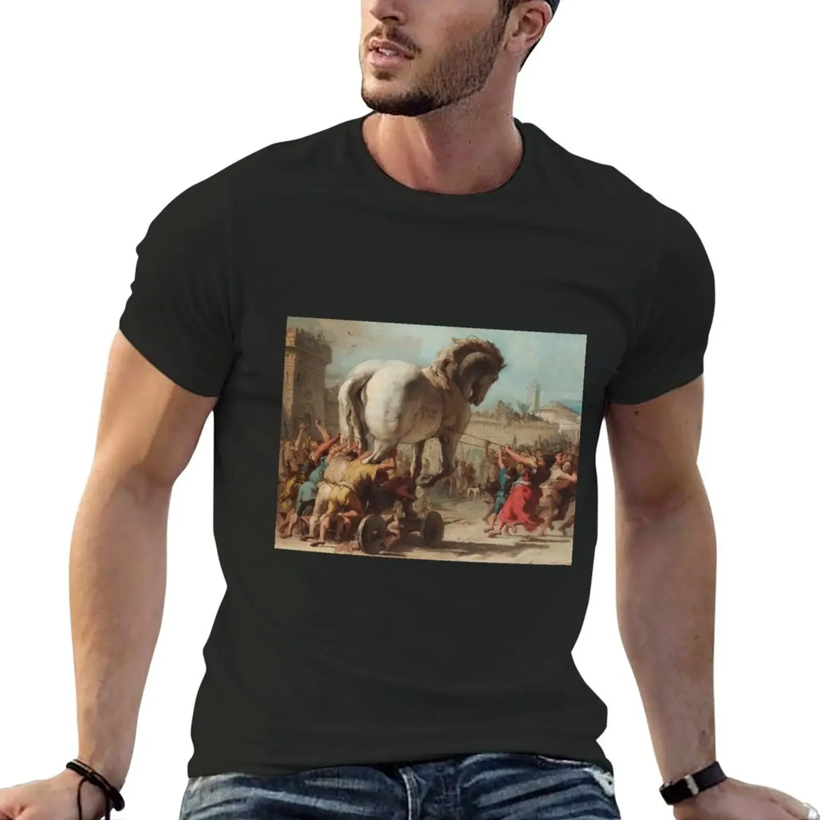 Trojan Horse T-Shirt plus size clothes blanks street wear mens graphic t-shirts hip hop