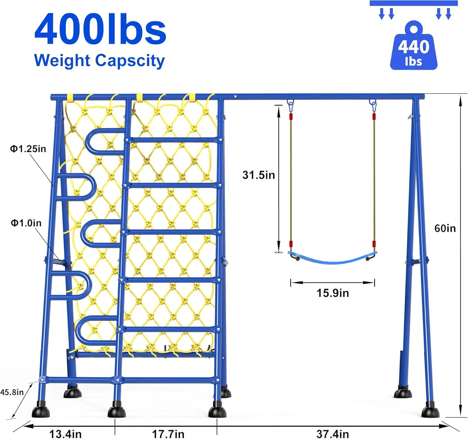 Sets for Backyard Heavy Duty Metal Swing Frame Saucer Swing for Indoor Outdoor Activities A Frame Metal Swing Set with 1 S