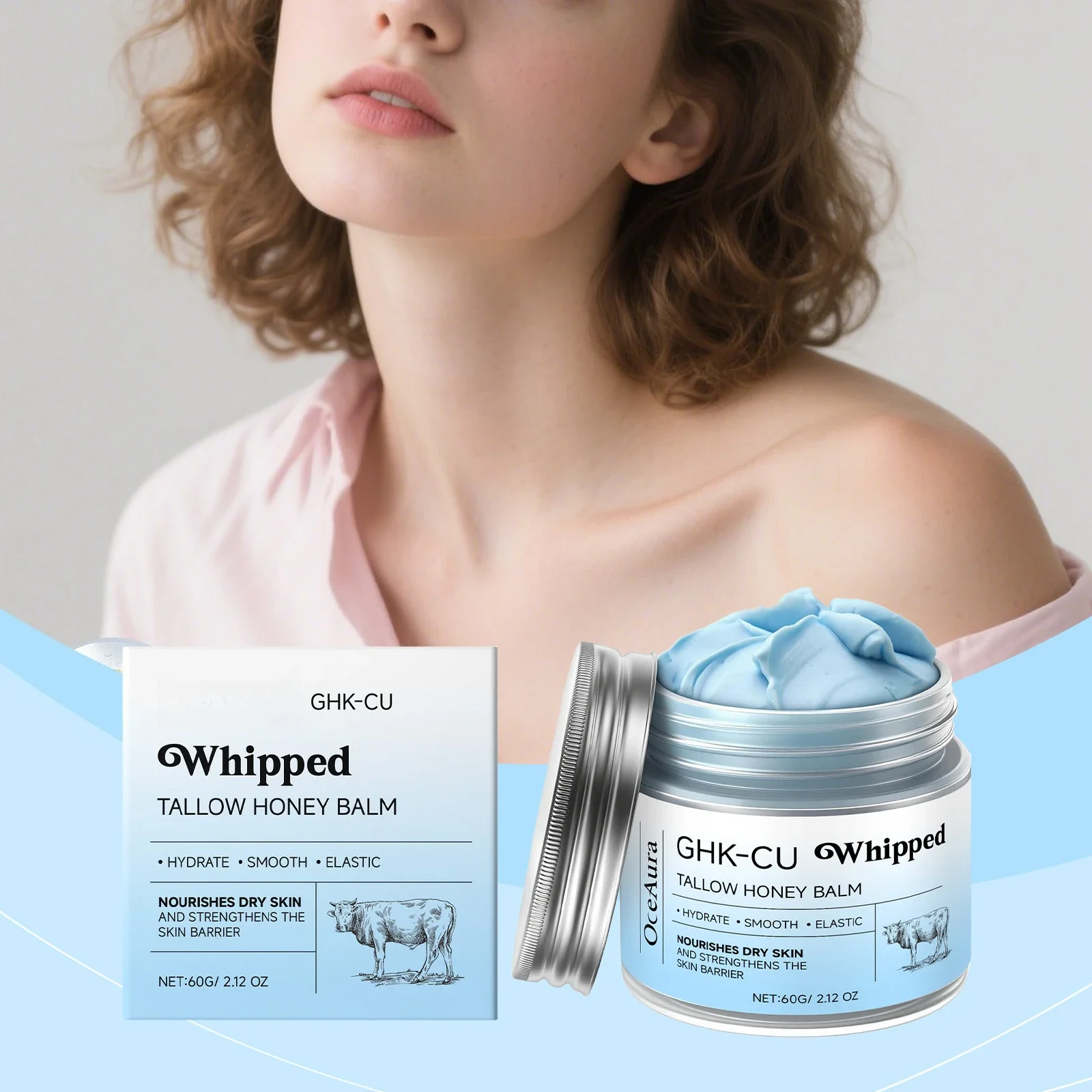 Blauer Balsam Feuchtigkeitspflege mit GHK-Cu Kupferpeptiden & Rindertalg: Manuka-Honig-Pflege für Reife Trockene Haut