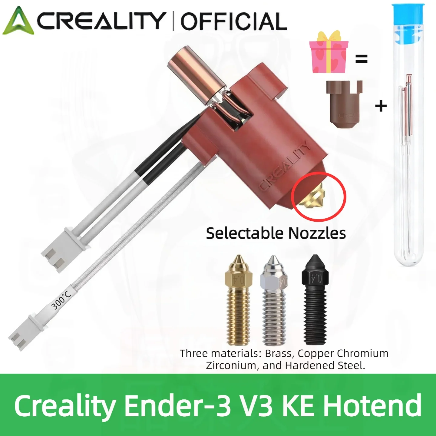 

Высокоскоростной комплект Hotend Creality Ender-3 V3 KE — насадка из медной/CrZr и закаленной стали и керамический нагревательный блок — 300 ° C High-Flow