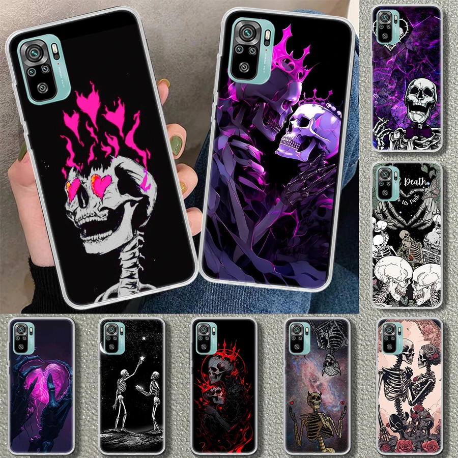 Anatomy Skeleton Heart Lovey Kiss Phone Case Cover for Xiaomi Redmi Note 13 14 12S 12 11 Pro Plus 11S 11T 11E 10 10S Soft Print 