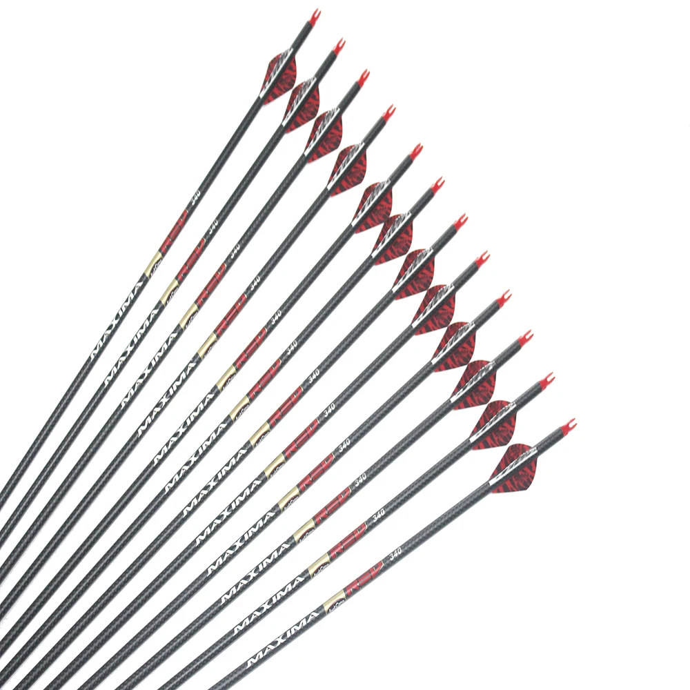 

Archery Carbon Arrows ID6.2mm Spine340 2Inch Arrow Vane 100gr Arrowhead 3K Weave Compound Bow Hunting