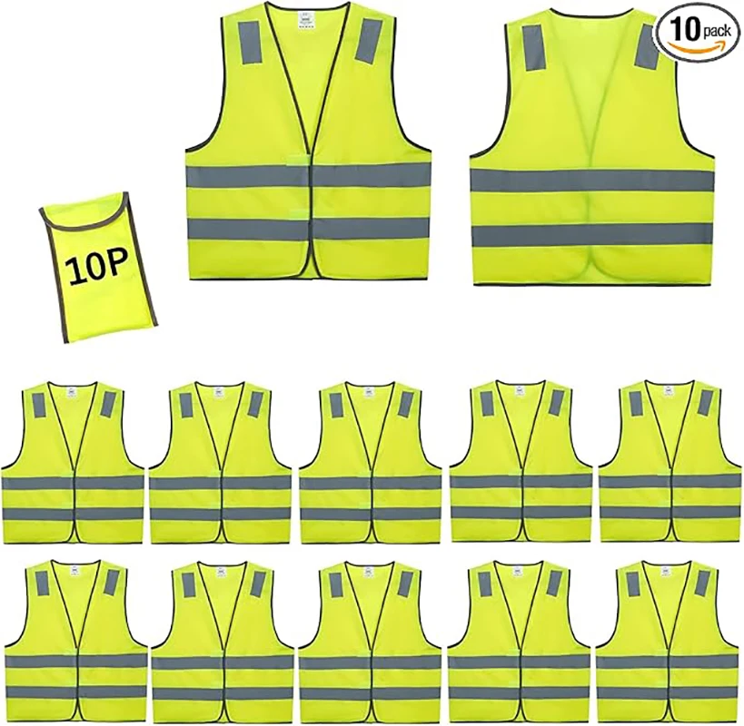 10-pack-class-2-high-visibility-yellow-safety-vests-mesh-neon-silver-strip-hi-vis-work-vest-for-men-women