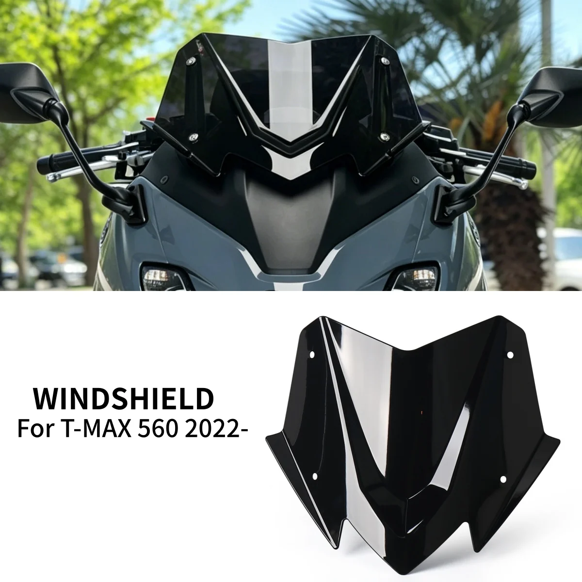 

Motorcycle Sports Wind Deflector Windshield Front Fairing Windscreen For YAMAHA TMAX560 TECH MAX T-MAX560 T-MAX 560 2022-2026