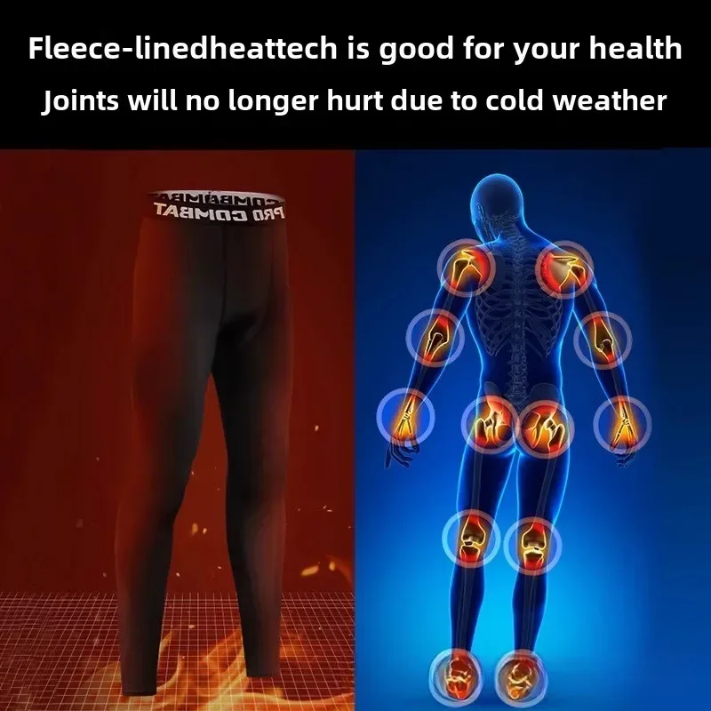 Men's Thermal Plush Base Layer Set Winter Thickened Running Trainning Quick Drying Clothes Fitness Tight Sports Men's Sweats Set image 5