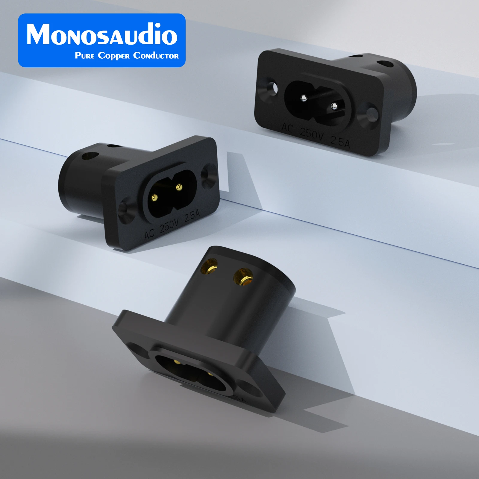 Monosaudio IB73G/R النحاس النقي الروديوم أو مطلية بالذهب IEC320 C7 الشكل 8 التيار المتناوب موصل مقبس الطاقة لحام IEC الذيل مقعد