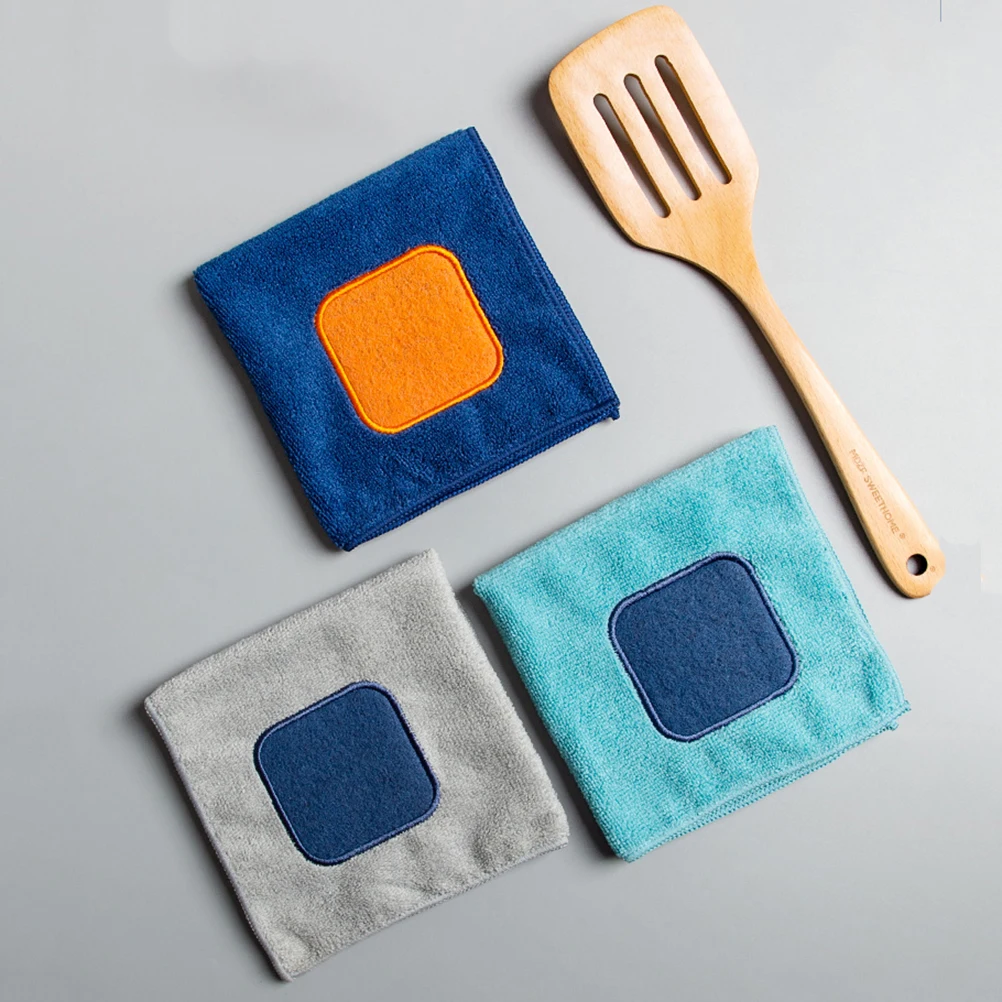 

3 Pcs Superabsorbent Fiber Rag Dish Washing Towel Cleaning Cloth Cleaner Kitchen Scouring Pad