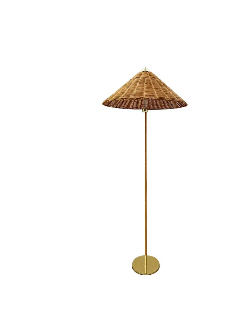 

Nanyang retro wabi wind hat rattan, designer retro living room bedroom rattan floor lamps