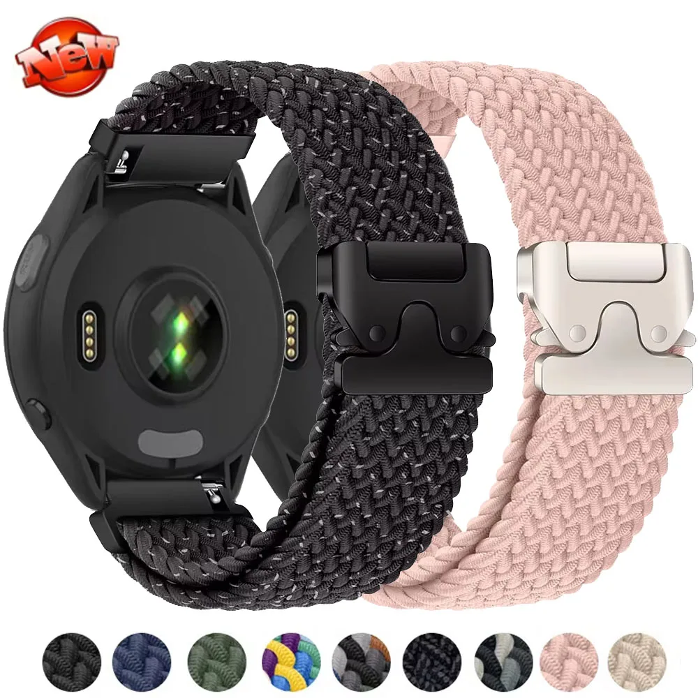 

Nylon Braided Strap For Garmin Forerunner 165 55 965 265 Parachute Buckle Replaceable Band For Garmin Venu 3-2/Vivoactive 5 Belt