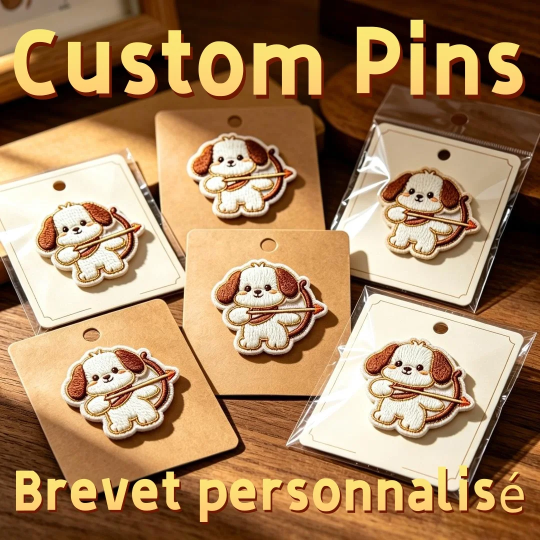 Custom Badge Pin Cute Cupid Puppy Embroidery Pin Custom Animal Lapel Brooch Clothes Backpack Decor Gift