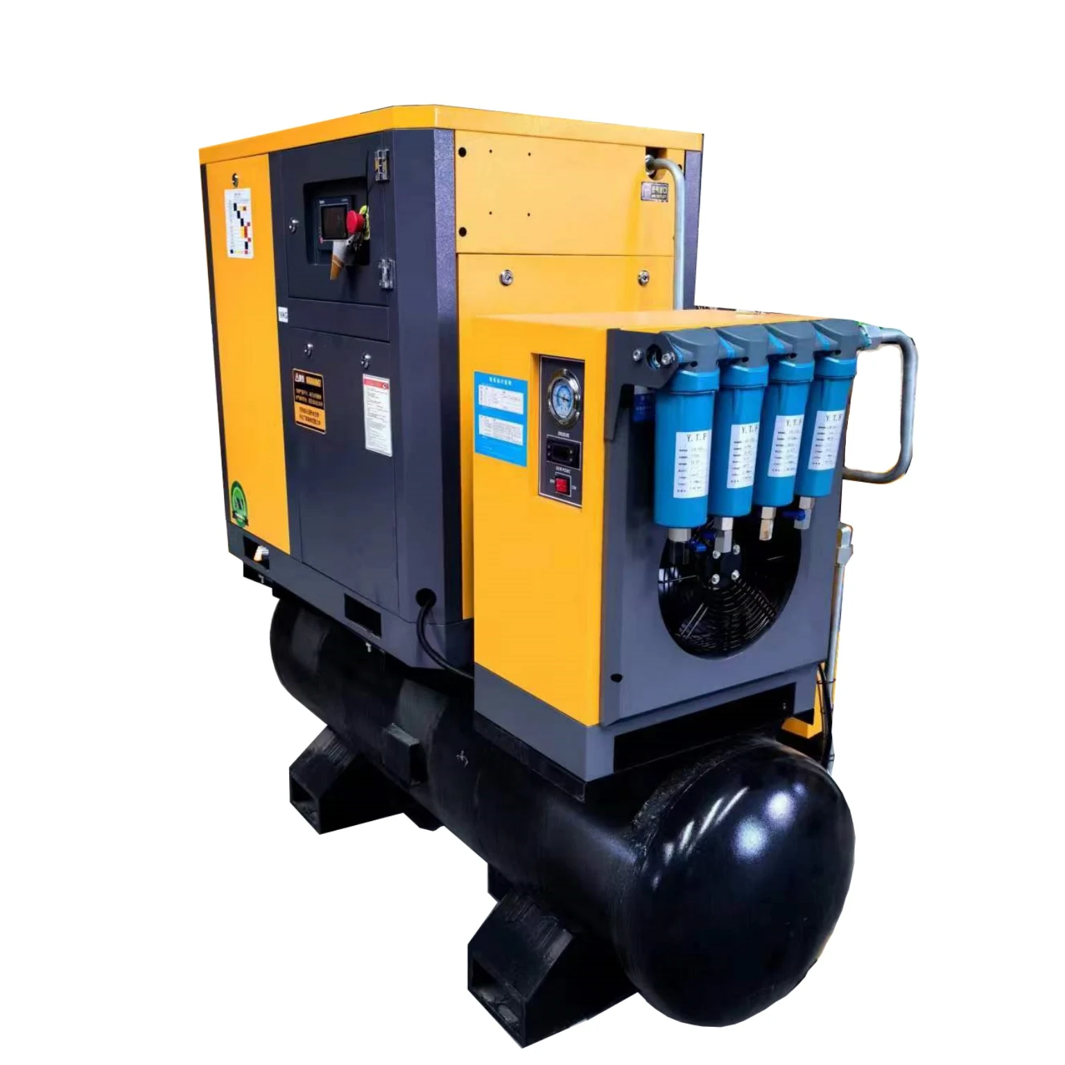 8bar 15KW Screw Air Compressor 4-in-1 Air Dryer Air Tank Filters 300L Tank 16bar Working Pressure