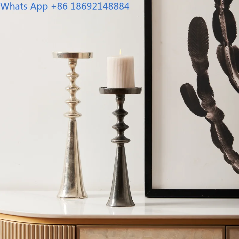 Indian Aluminum European Retro Gold Silver Black Tall Candle Holder Decoration for Showroom Restaurant Wedding Decoration