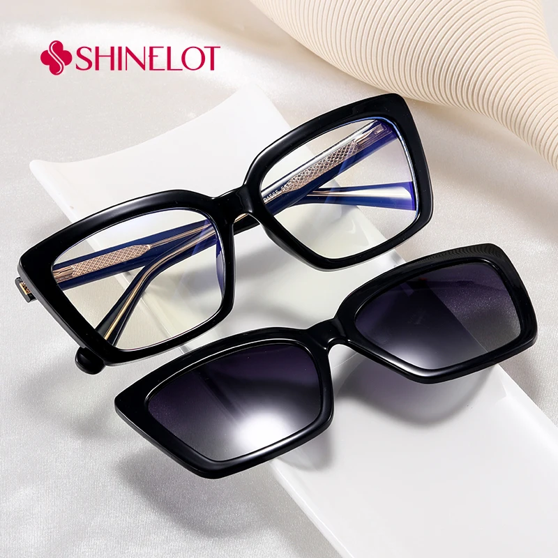 

91565 New Fashion Clip on Sunglasses Optical Magnetic Polarized Sun Glasses Female UV400 Shades Casual Lady Eyewear