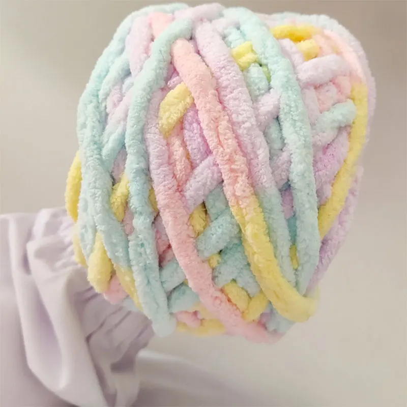 50Yards Chenille Knitting Yarn Fluffy Velvet Plush Ice Stripe Thread Thick Yarn Ball For DIY Scarf Baby Sweater Sewing Supplies