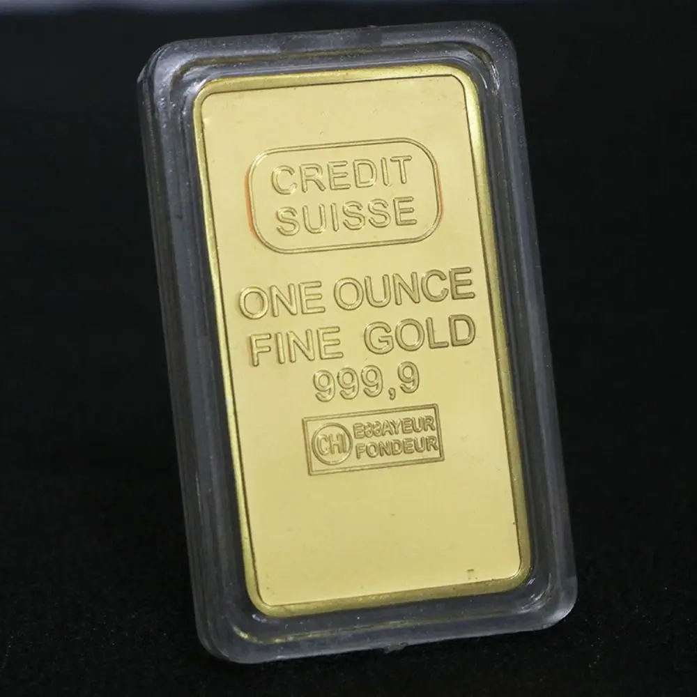 Barra de lingotes chapada en oro fino con diferentes series, barra de oro suiza moderna, divertida barra de lingotes de oro de banco suizo para el hogar