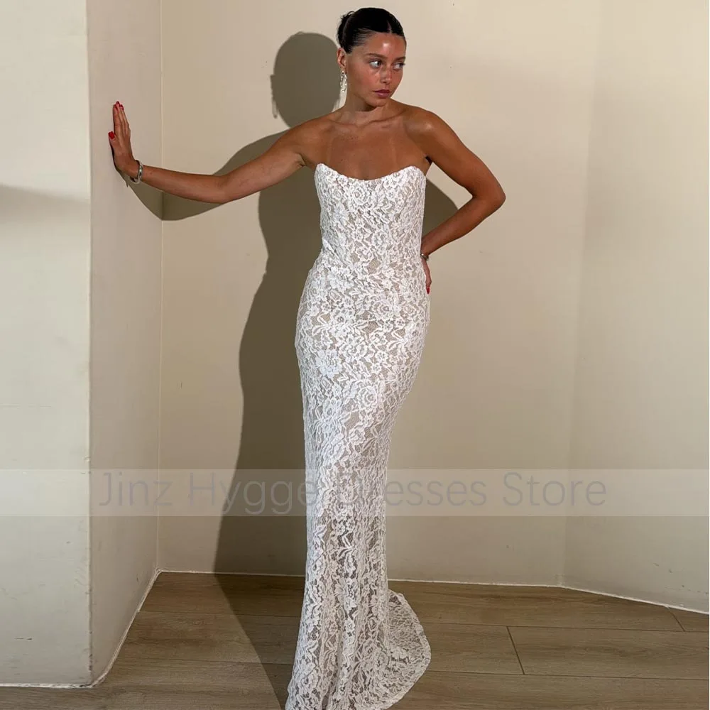 Abito da sera in pizzo a sirena con scollo a V senza maniche eleganti abiti da festa formali per le donne 2025