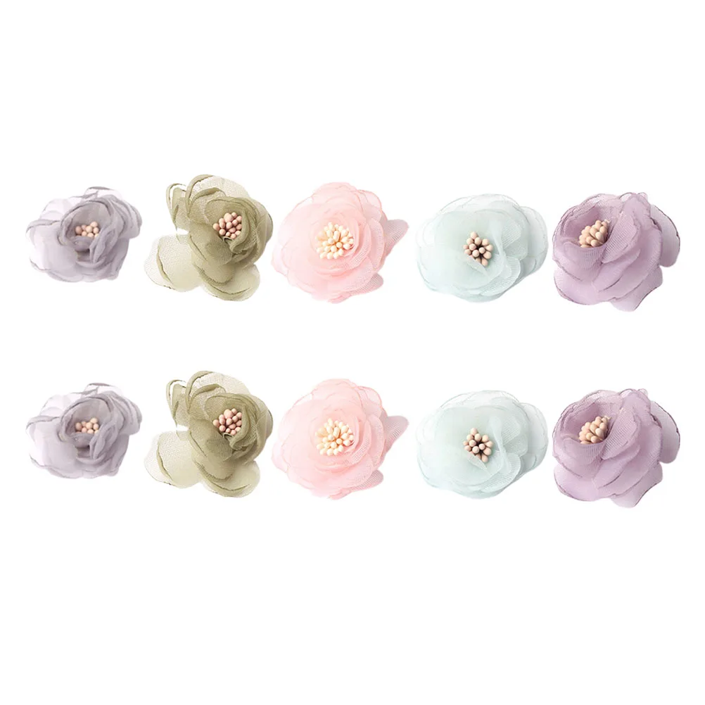 

10Pcs Chiffon Flower DIY Accessories for Clothes Skirts Jeans Bags Stage Clothing Art Projects Sky Blue Purple Green