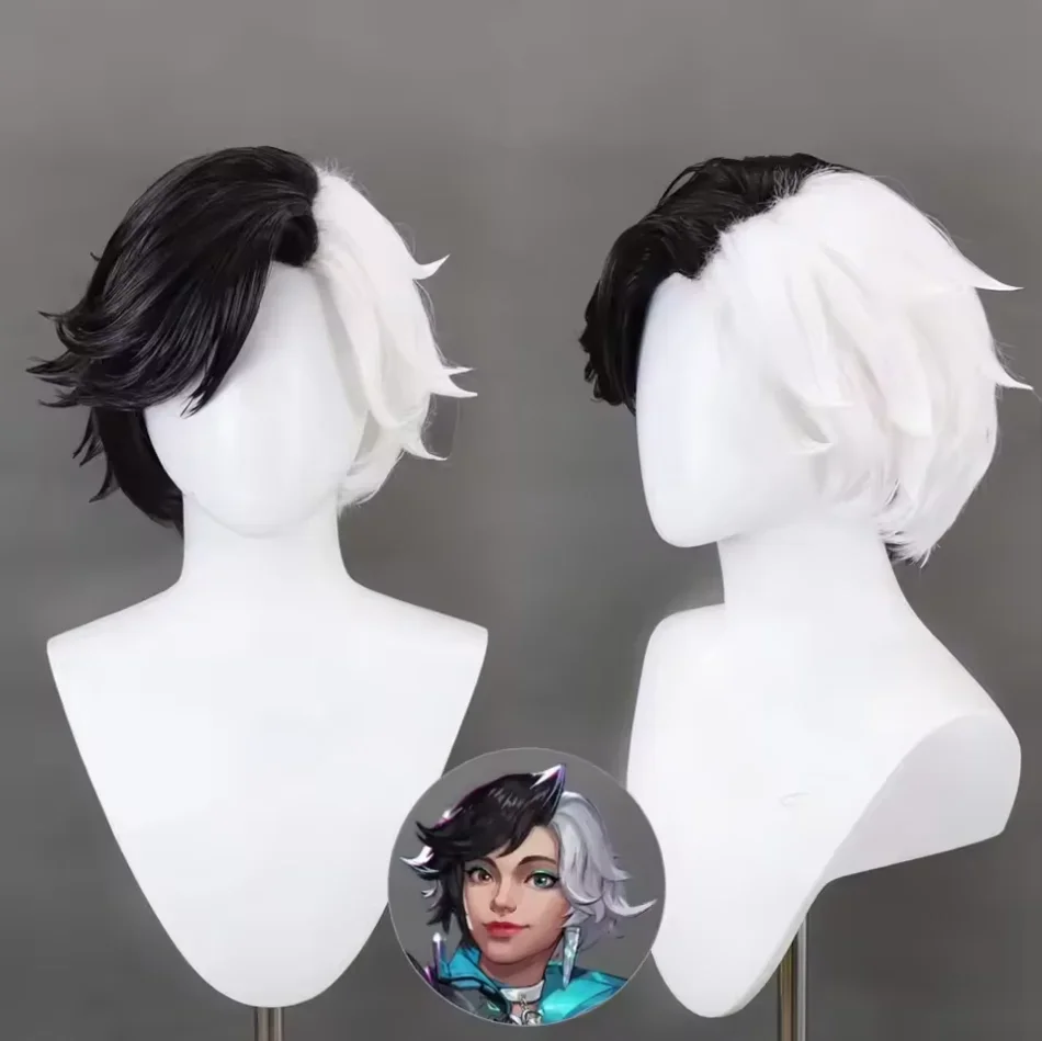 Game Luna Snow Short Wigs Cos Seol Hee Black White Wigs Short Synthetic Cosplay Halloween Theme Party Costume Wigs