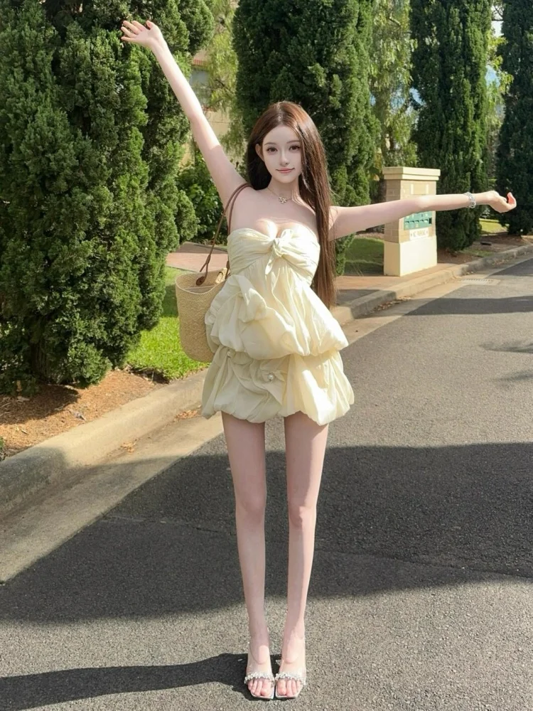 

Sweet Princ Sle Birthday Par Dr NALYS Set Strapl Ball Gown Skirt Flounce High Waist Pearl Embelliment ort Dr