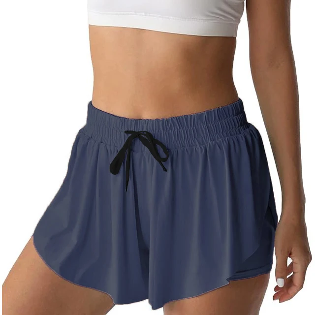 Butterfly Shorts 2 in 1 Flowy Fitness Yoga Shorts for Women Dropshipping Summer Running Sport Shorts Skirt 2-in-1 Tennis Pants