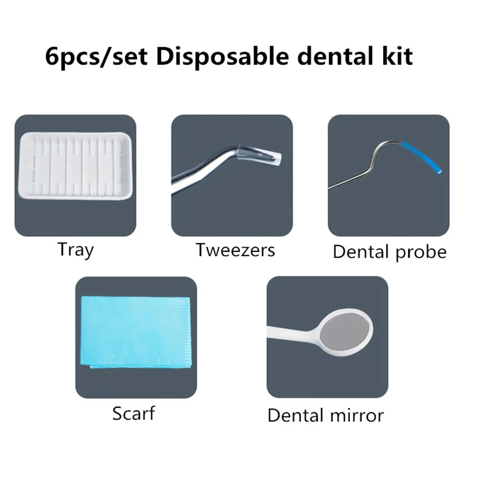 10 tasche Dental Instrument Kit Einweg Oral Paket Zahnmedizin Zahn Prüfung Werkzeuge Kunststoff Tablett Mund Spiegel Sonde Schal Set