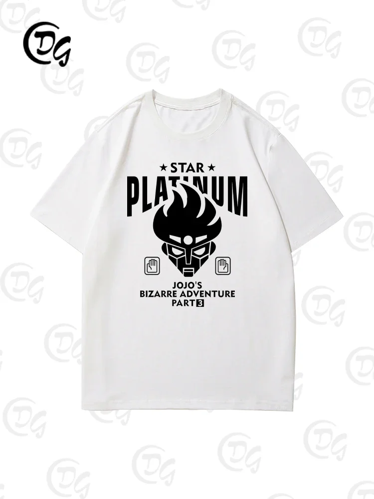 JOJO's Bizarre Adventure Summer Men's 100% Cotton Short Sleeve Platinum Star Killer Queen World Crimson King T-shirt Tops image 3