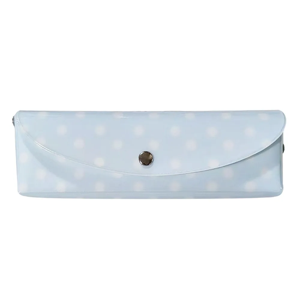 High Quality PVC Pencil Case Polka Dot Design Snap-button Type Pen Bag Stationery Pouch Students Gift