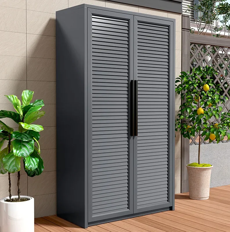 Outdoor balcony aluminum alloy storage  custom outdoor courtyard rain and sun protection large capacity tool locker custo